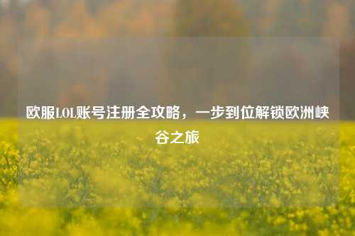 欧服LOL账号注册全攻略，一步到位解锁欧洲峡谷之旅