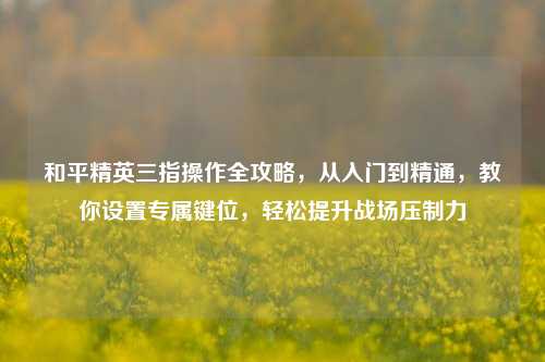 和平精英三指操作全攻略，从入门到精通，教你设置专属键位，轻松提升战场压制力