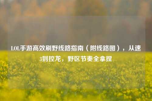 LOL手游高效刷野线路指南（附线路图），从速3到控龙，野区节奏全拿捏