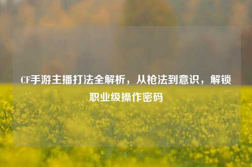 CF手游主播打法全解析,从枪法到意识,解锁职业级操作密码