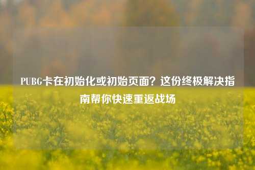 PUBG卡在初始化或初始页面？这份终极解决指南帮你快速重返战场