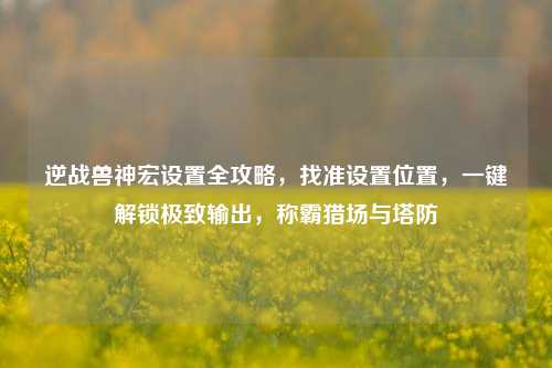 逆战兽神宏设置全攻略,找准设置位置,一键解锁极致输出,称霸猎场与塔防