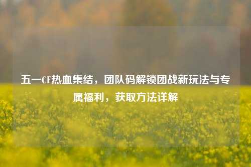 五一CF热血集结，团队码解锁团战新玩法与专属福利，获取方法详解