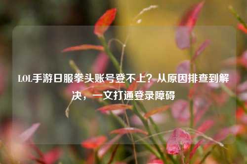 LOL手游日服拳头账号登不上？从原因排查到解决，一文打通登录障碍