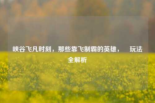 峡谷飞凡时刻,那些靠飞制霸的英雄,暃玩法全解析
