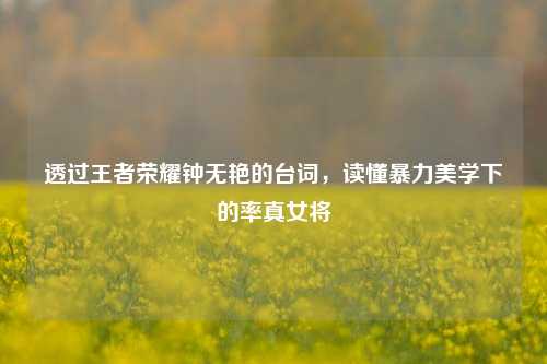 透过王者荣耀钟无艳的台词，读懂暴力美学下的率真女将