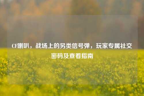 CF喇叭,战场上的另类信号弹,玩家专属社交密码及查看指南