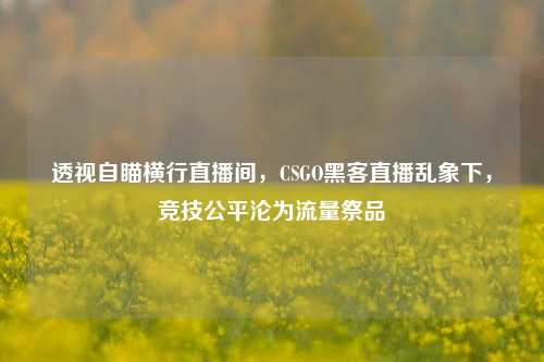 透视自瞄横行直播间，CSGO黑客直播乱象下，竞技公平沦为流量祭品