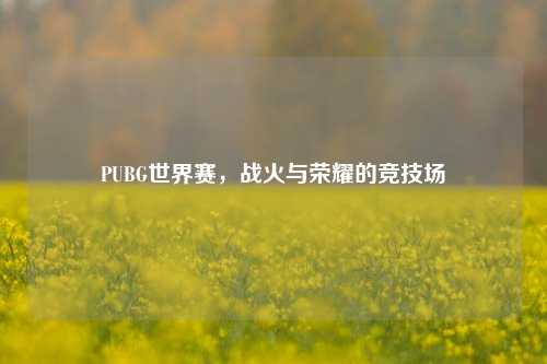 PUBG世界赛，战火与荣耀的竞技场