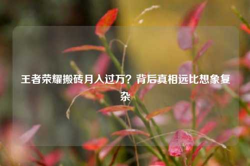王者荣耀搬砖月入过万？背后真相远比想象复杂