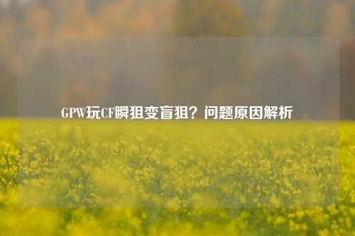 GPW玩CF瞬狙变盲狙？问题原因解析