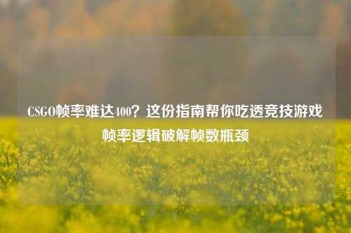 CSGO帧率难达400？这份指南帮你吃透竞技游戏帧率逻辑破解帧数瓶颈