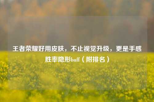 王者荣耀好用皮肤，不止视觉升级，更是手感胜率隐形buff（附排名）