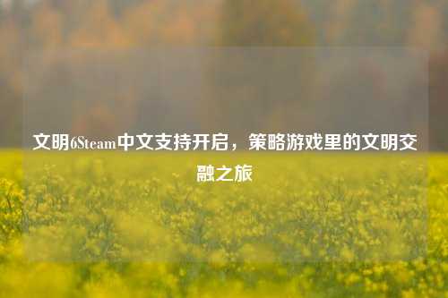 文明6Steam中文支持开启，策略游戏里的文明交融之旅