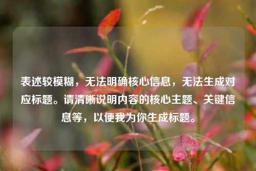表述较模糊，无法明确核心信息，无法生成对应标题。请清晰说明内容的核心主题、关键信息等，以便我为你生成标题。