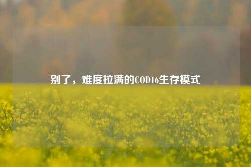 别了,难度拉满的COD16生存模式