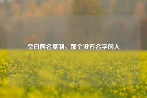空白网名复制，那个没有名字的人