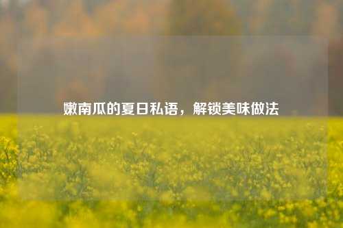 嫩南瓜的夏日私语，解锁美味做法